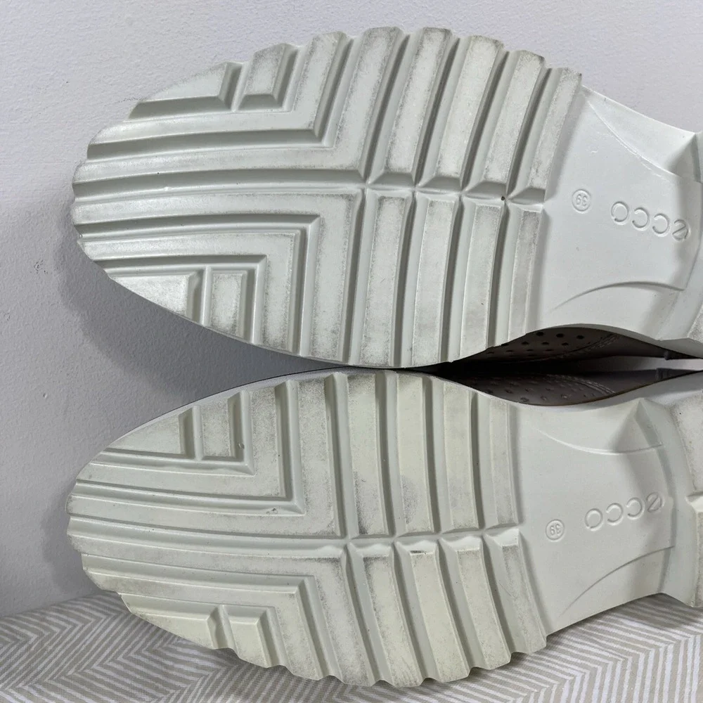Ecco Women's Incide Tailored Perforated Tie Oxford Leather Shoes Sz 8 Grey Rose‎